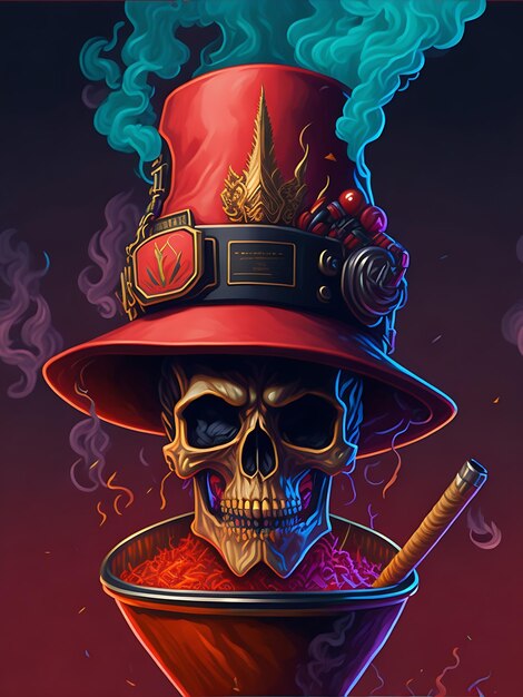 Photo skull with hat