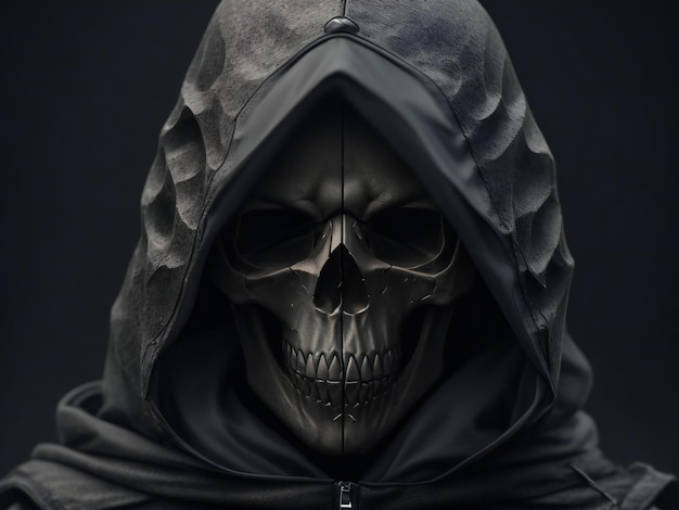 A skull with a hood and a hood ai generated
