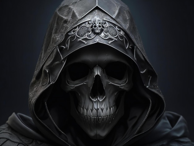 A skull with a hood and a hood ai generated