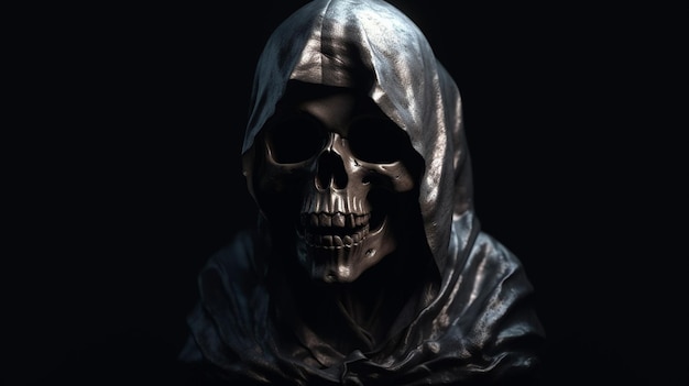 A skull with a hood and a hood on itgenerative ai