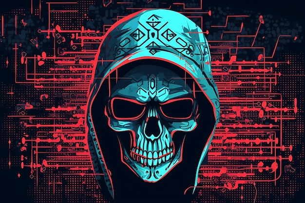 Photo a skull with a hood and a hood that says'cyberpunk'on it