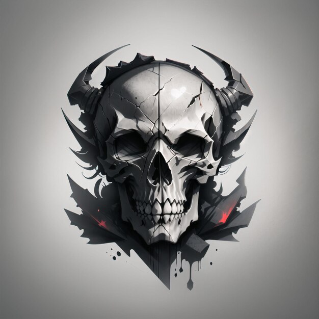 Premium AI Image | Skull with horns on a gray background