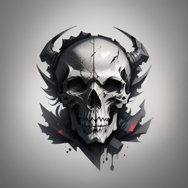 Skull with horns on a gray background