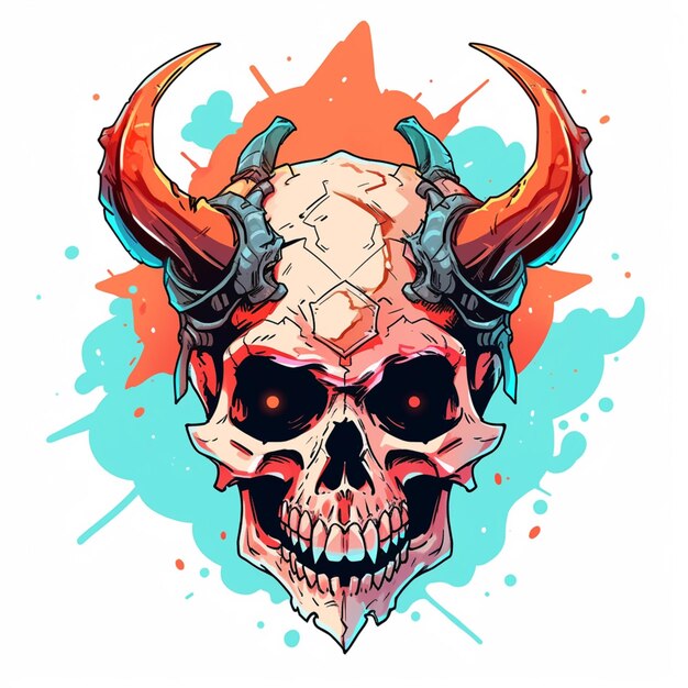 skull with horns and a skull head with a skull on it generative ai