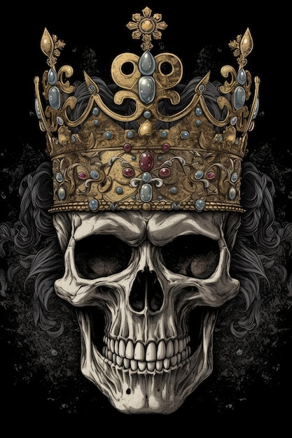 Photo a skull with a kings crown generative ai