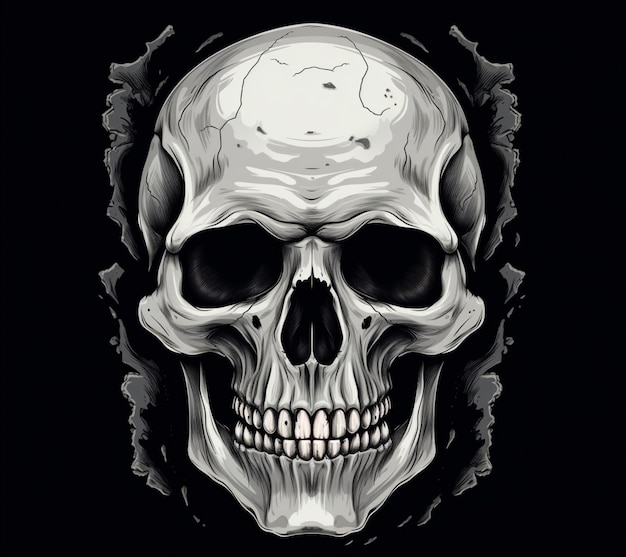 A skull with a large skull in the middle of it.