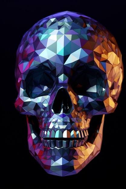 A skull with a low poly design