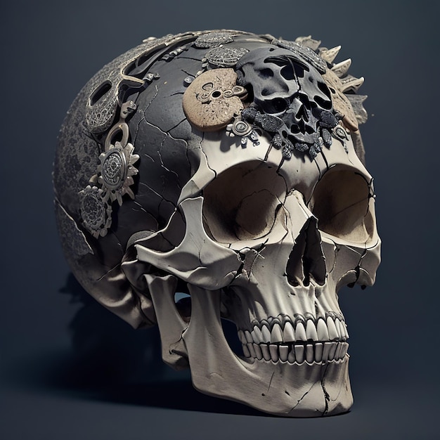 A skull with many different parts on it generated by AI