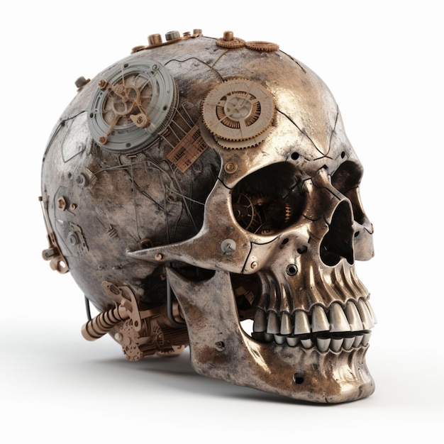 A skull with a mechanical device on it