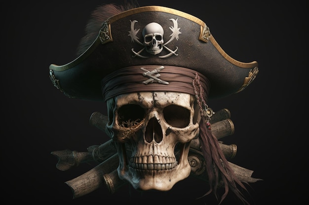 Skull with pirate hat pirate skull AI