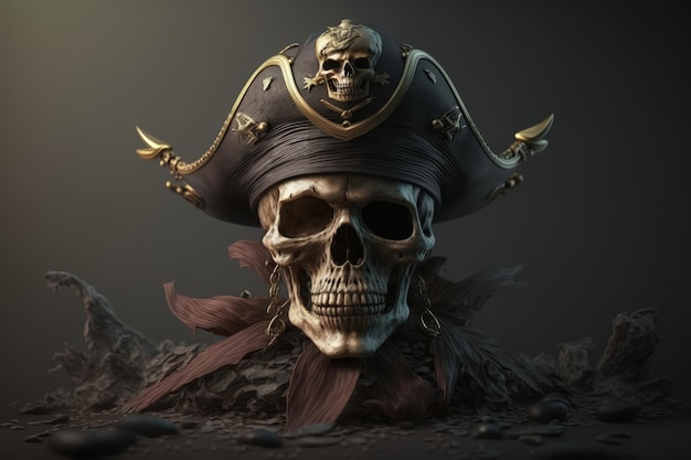 Skull with pirate hat pirate skull AI