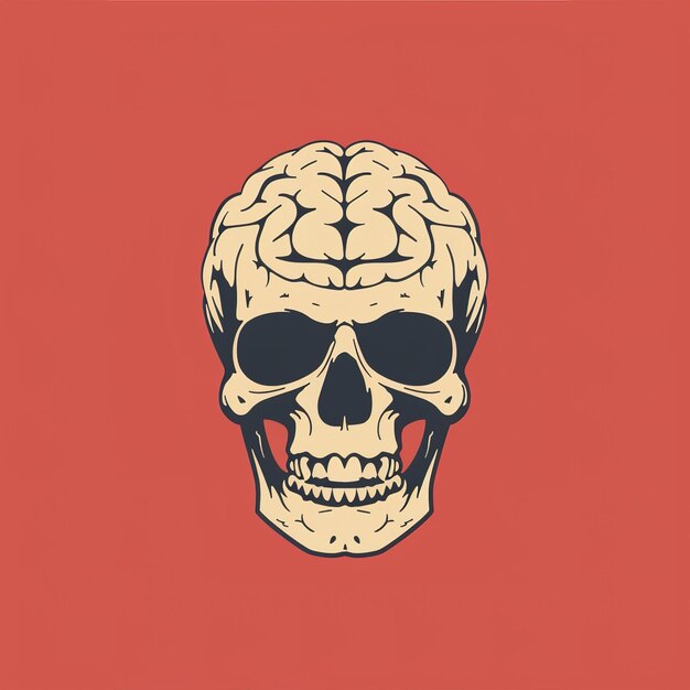 a skull with a red background that says  brain