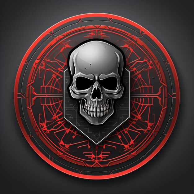 Photo a skull with a red and black design on a black background