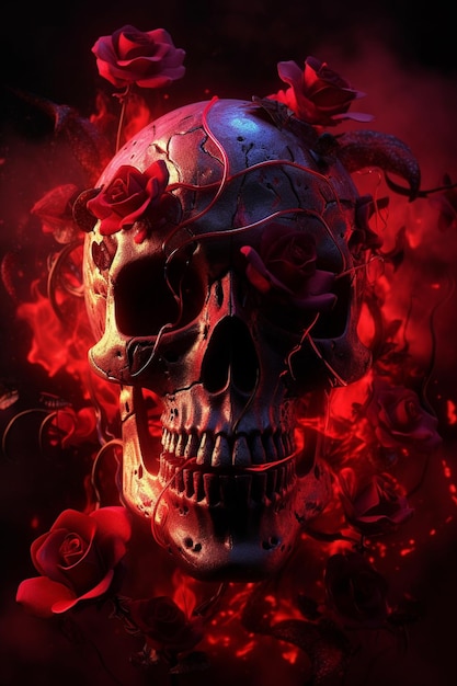A skull with roses on it