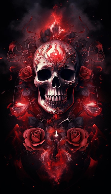 A skull with roses on it