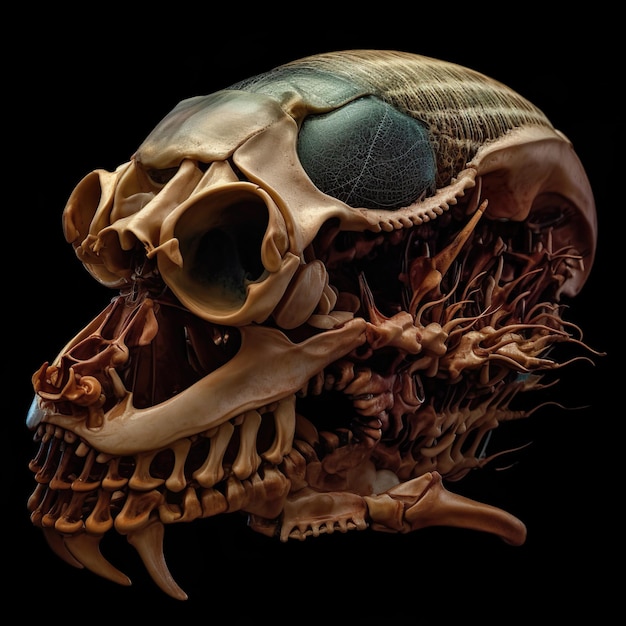 A skull with a skull and a skull that says'skull'on it