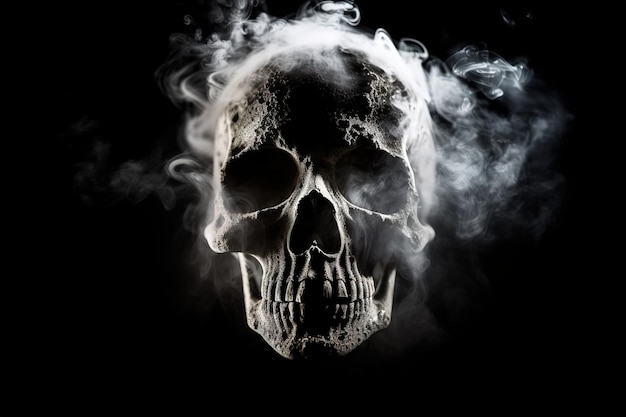 A skull with smoke on it