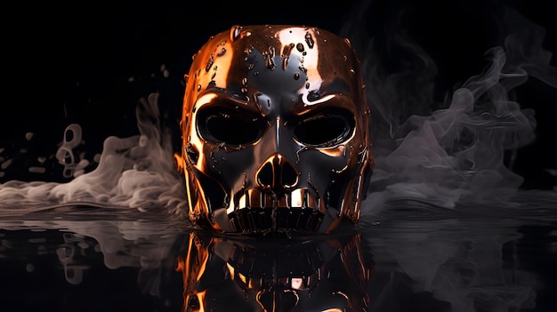 A skull with a smokey background