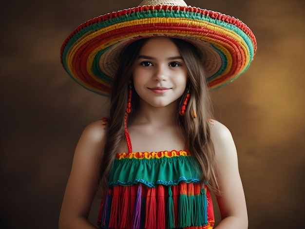 Photo a skull with a sombrero on it is decorated with flowers