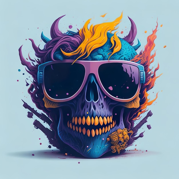 A skull with sunglasses and a skull on it.