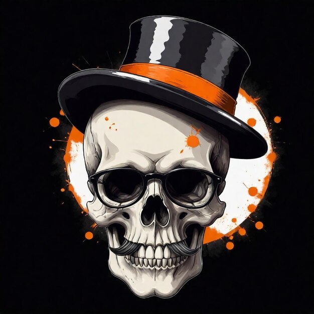 Photo a skull with a top hat and a black top hat with a black band around it