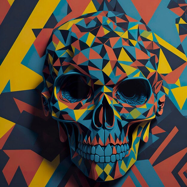 A skull with a triangle pattern on it