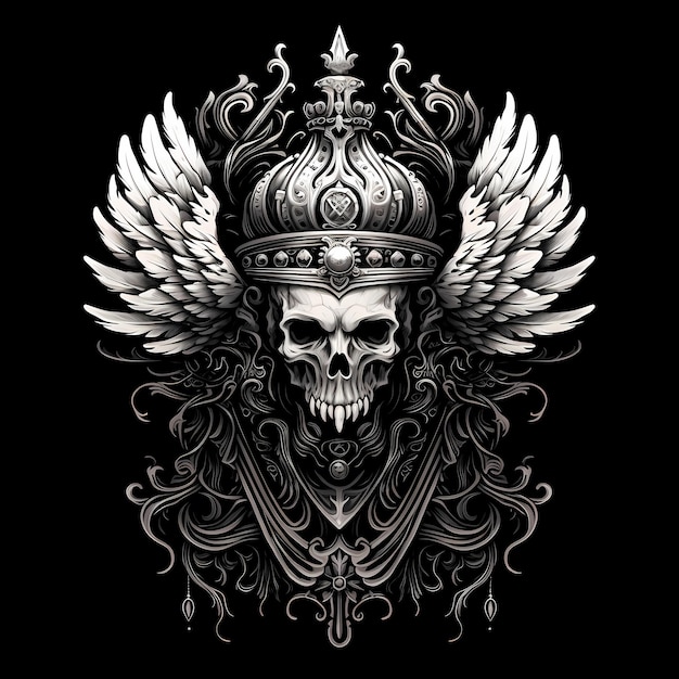 Photo skull with wings and crown