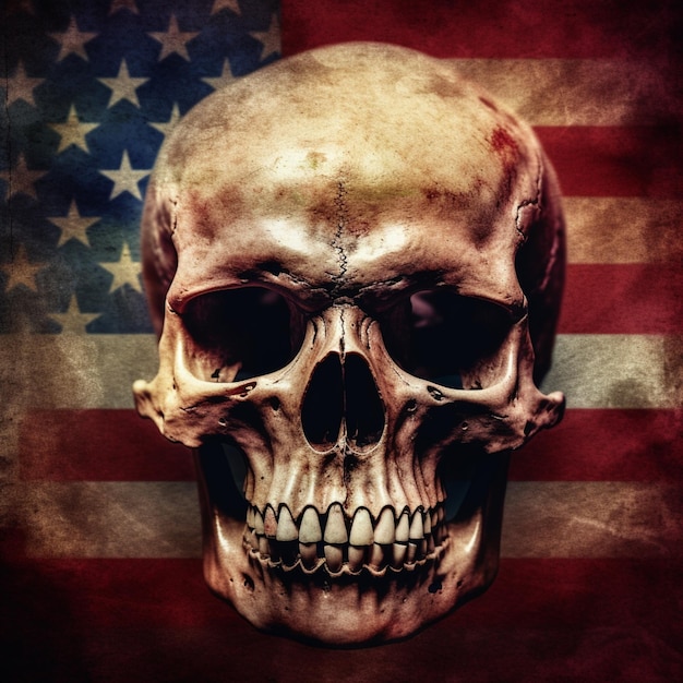 A skull with the word american on it