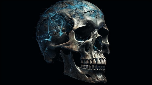 A skull with the word brain on itgenerative ai