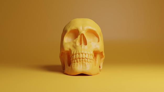 Skull yellow 3d illustration