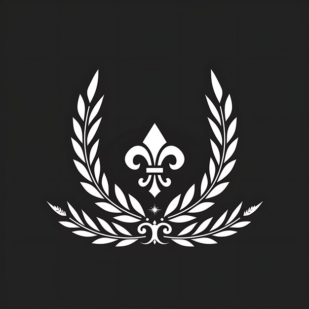 Photo skullcap leaf monogram logo with decorative wreath and fleur simple tattoo outline design tshirt