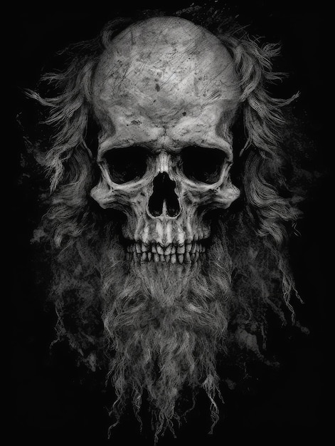 SkullHorror illustratie Print voor T-shirts Generatieve AI