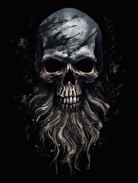 SkullHorror illustratie Print voor T-shirts Generatieve AI