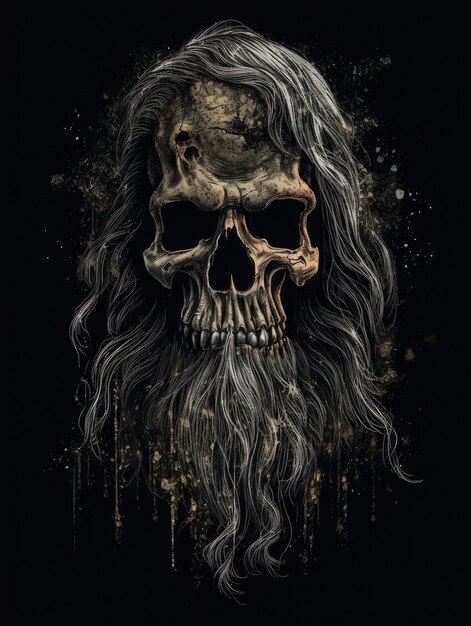 SkullHorror illustratie Print voor T-shirts Generatieve AI