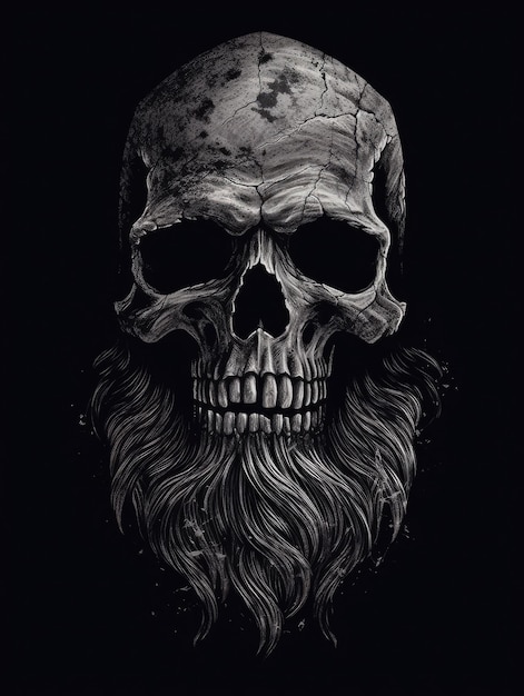 SkullHorror illustratie Print voor T-shirts Generatieve AI