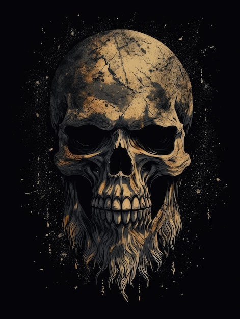 SkullHorror illustration Print for Tshirts Generative AI