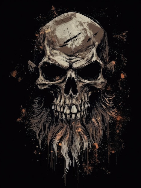 SkullHorror illustration Print for Tshirts Generative AI