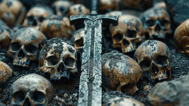 Skulls and a barbarian sword