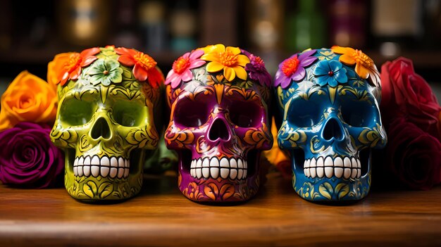 Photo skulls day of the dead