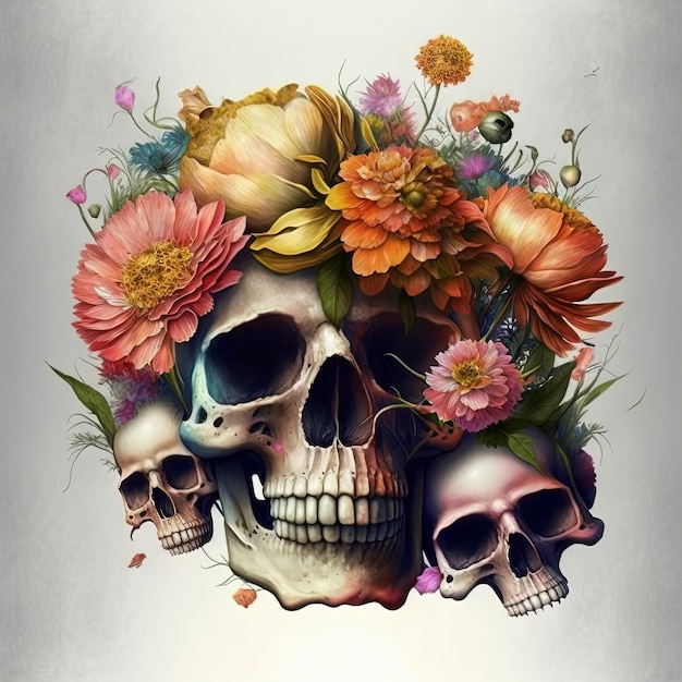 두개골과 꽃