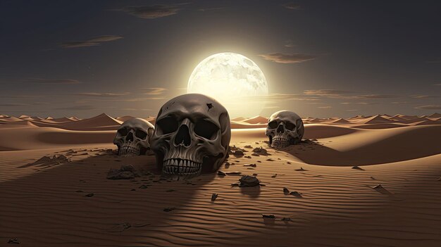 Skulls in a Ghostly Desert