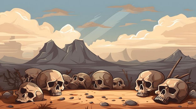 skulls in the middle of the desert for the background wallpaper