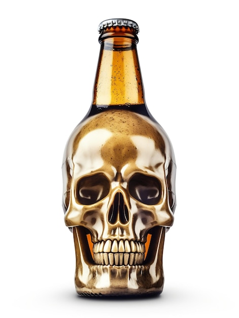 A skullshaped beer bottle