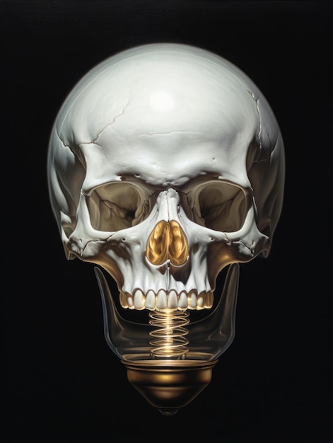 A skullshaped light bulb idea and death conceptual art