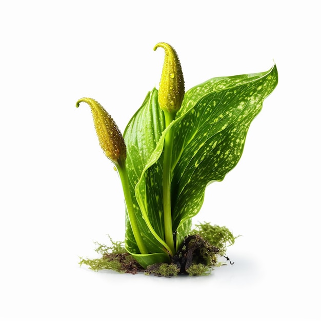 skunk cabbage on white background