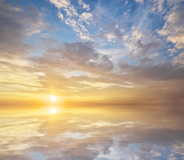 Sky background and water reflection