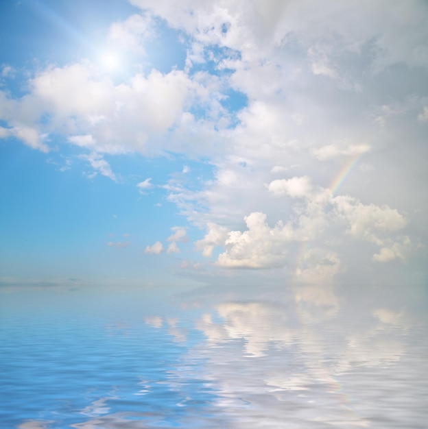 Sky background and water reflection