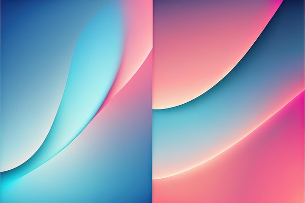 Небесно-голубой и жевательная резинка Розовые волнистые абстрактные обои для генеративного искусственного интеллекта