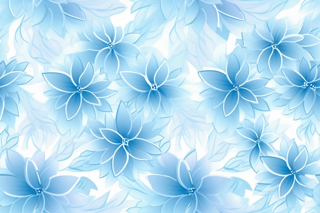 Sky blue light sky blue seamless flower pattern combined with a soft sky blue gradient