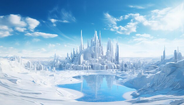Sky city winter metaverse